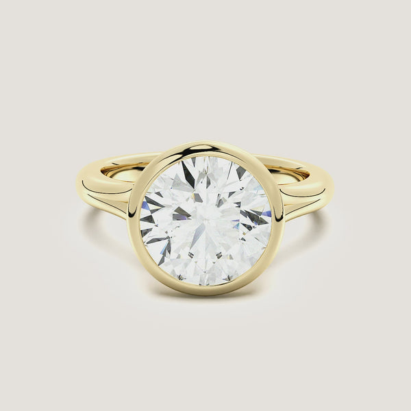 Round Split Cathedral Bezel Ring | 18k Yellow Gold