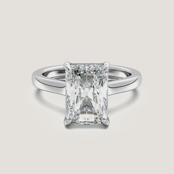 Radiant Cut Heirloom Cathedral Engagement Ring | Platinum