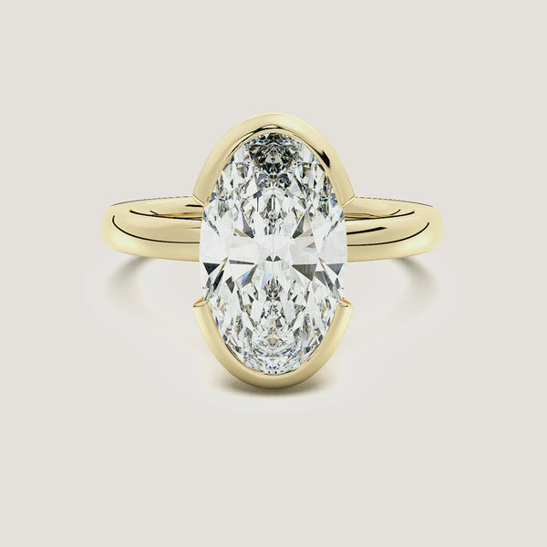 Moval Half Bezel Engagement Ring | 14k Yellow Gold