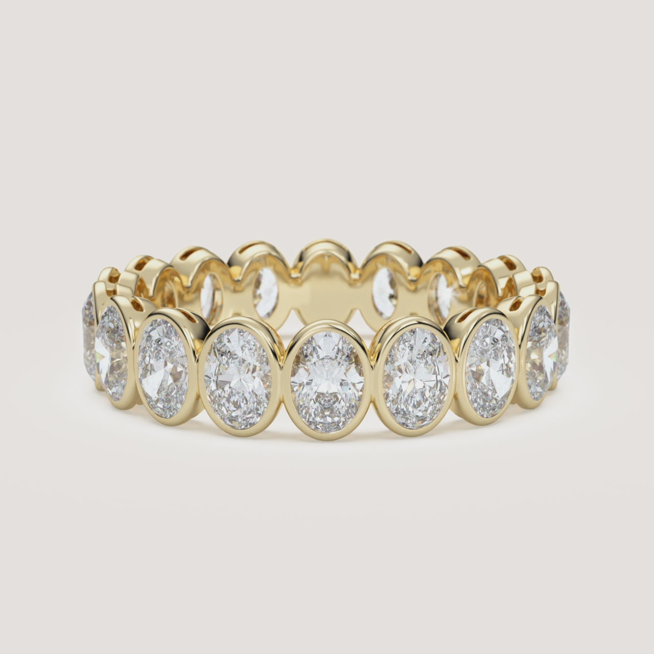Oval Bezel Eternity Band — 2 CTW in 14k Yellow Gold (360° video)