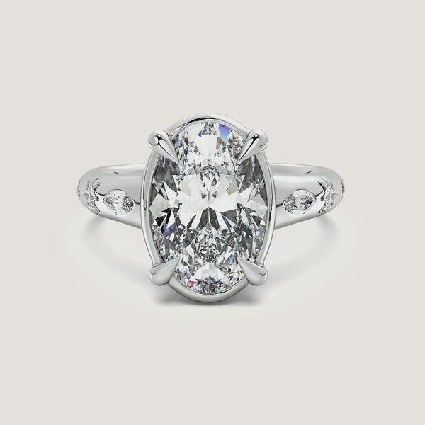 Oval Faux Bezel Engagement Ring | 14k White Gold