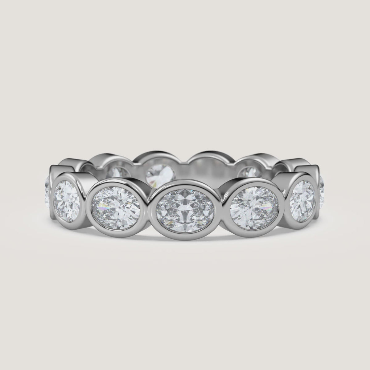 East-West Oval Bezel Eternity Band in 14k White Gold (360° video)