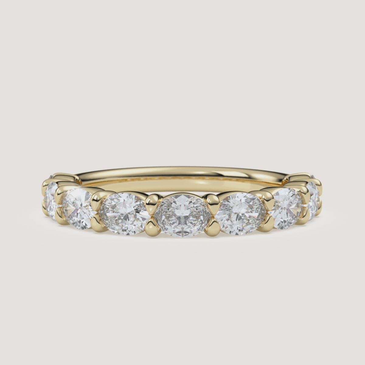 East-West Oval Diamond Wedding Band — 1 CTW in 14k Yellow Gold (360° video)