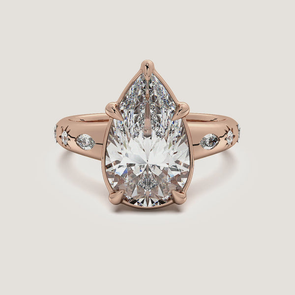 Pear Shape Faux Bezel Engagement Ring | 14k Rose Gold
