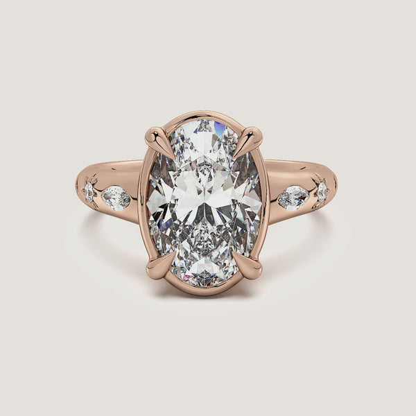 Oval Faux Bezel Engagement Ring | 18k Rose Gold