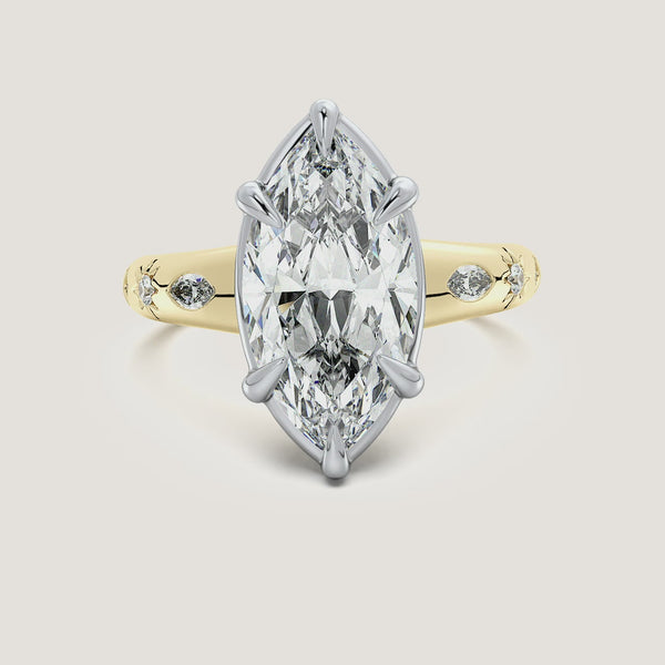 Marquise Faux Bezel Engagement Ring | 18k Two Tone