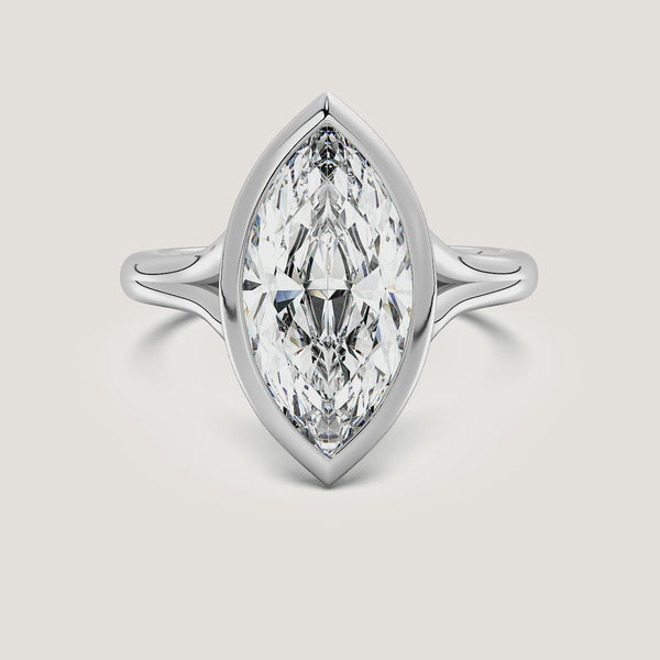Marquise Split Cathedral Bezel Ring | 18k White Gold