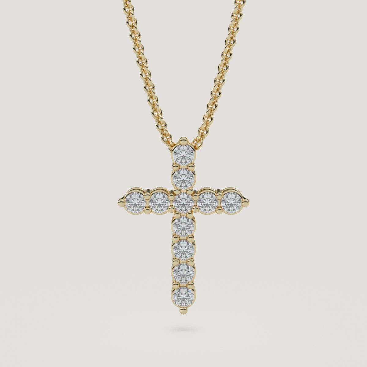 Pavé Diamond Cross Necklace in 14k Yellow Gold (360° video)