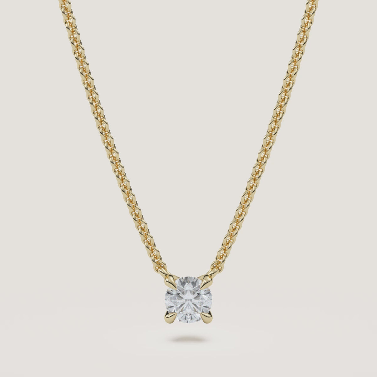 Round Diamond Solitaire Necklace — 0.50 CT in 14k Yellow Gold (360° video)