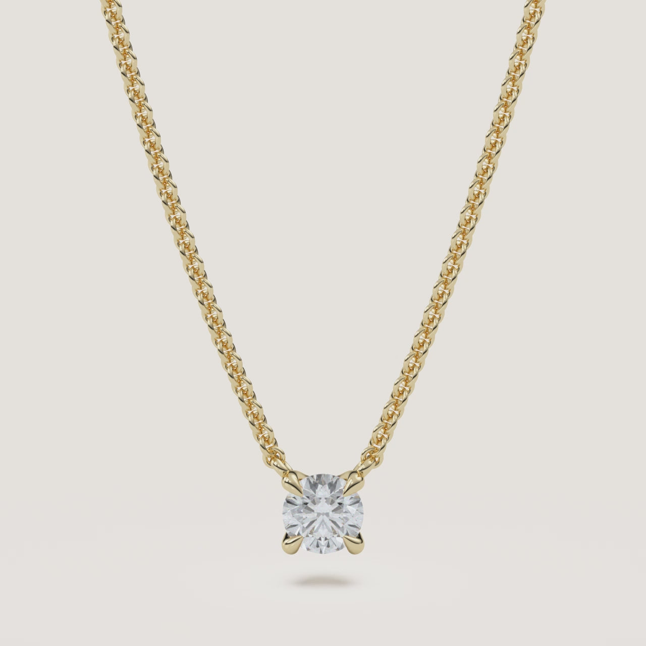 Round Diamond Solitaire Necklace — 0.50 CT in 14k Yellow Gold (360° video)
