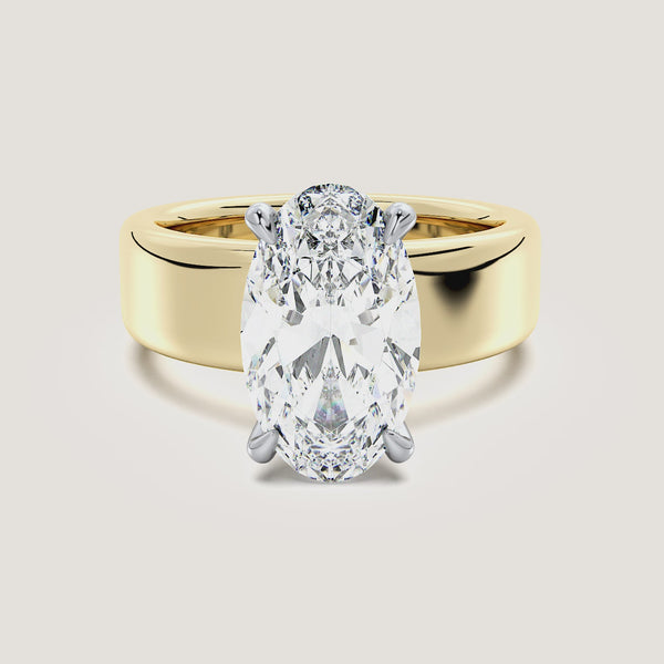 Moval Cigar Band Engagement Ring | 14k Two Tone