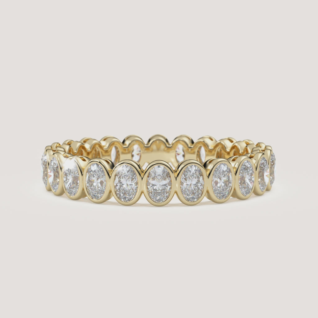 Oval Bezel Eternity Band — 1 CTW in 14k Yellow Gold (360° video)