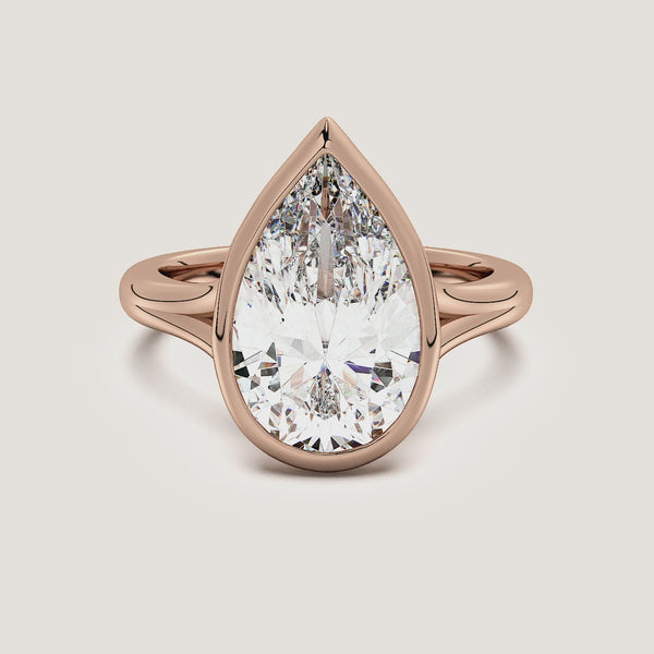 Pear Shape Split Cathedral Bezel Ring | 18k Rose Gold