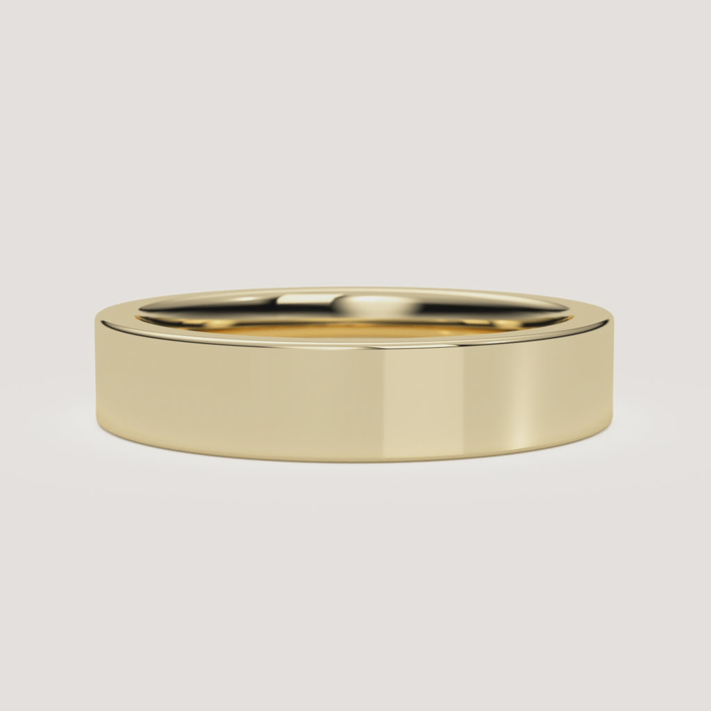 Gold Cigar Wedding Band — 4mm in 14k Yellow Gold (360° video)