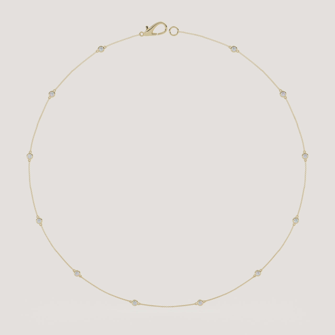 Bezel-Set Diamond Station Necklace — 0.50 CTW in 14k Yellow Gold (360° video)