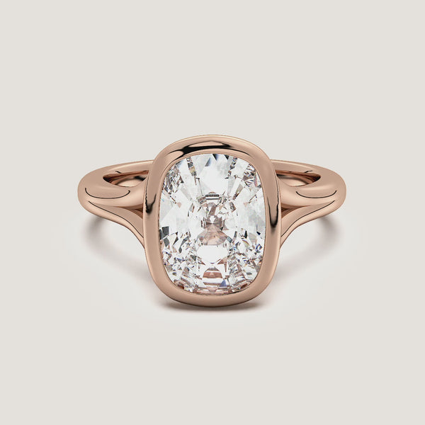Cushion Split Cathedral Bezel Ring | 18k Rose Gold