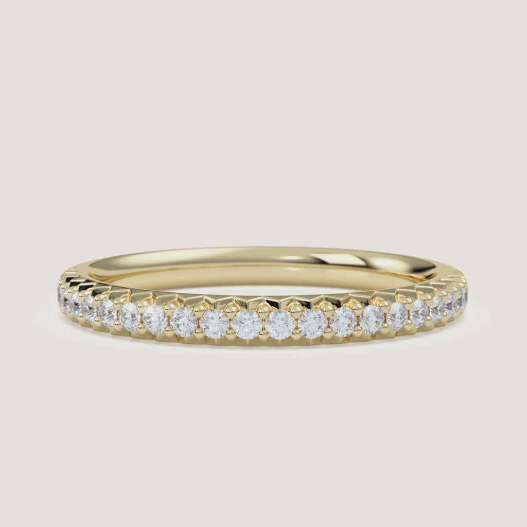Pavé Diamond Half Eternity Band — 0.20 CTW in 14k Yellow Gold (360° video)
