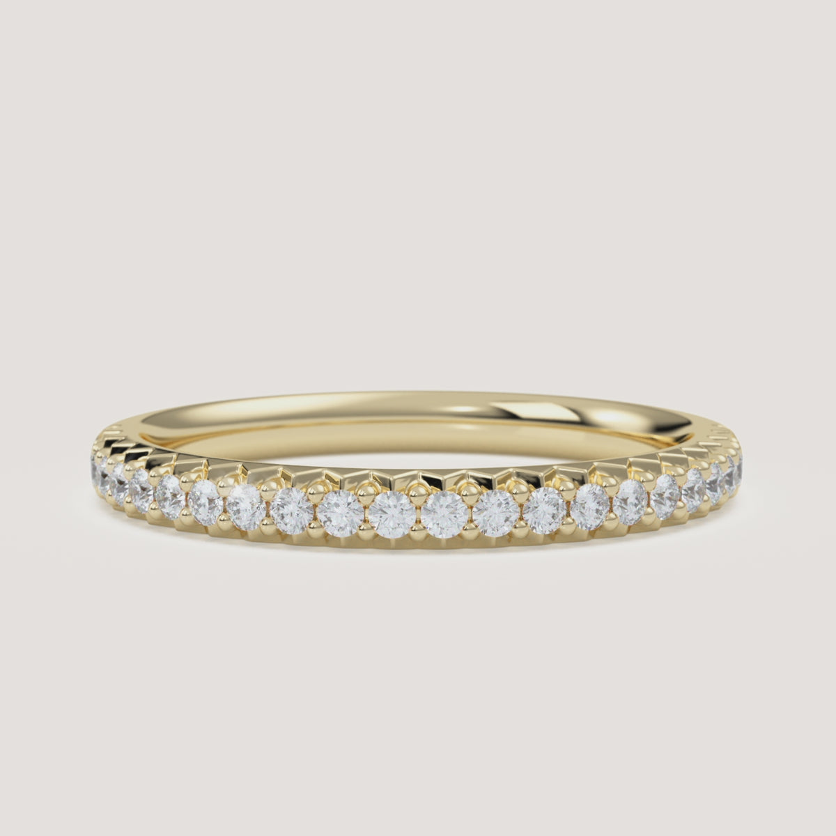 Pavé Diamond Half Eternity Band — 0.20 CTW in 14k Yellow Gold (360° video)