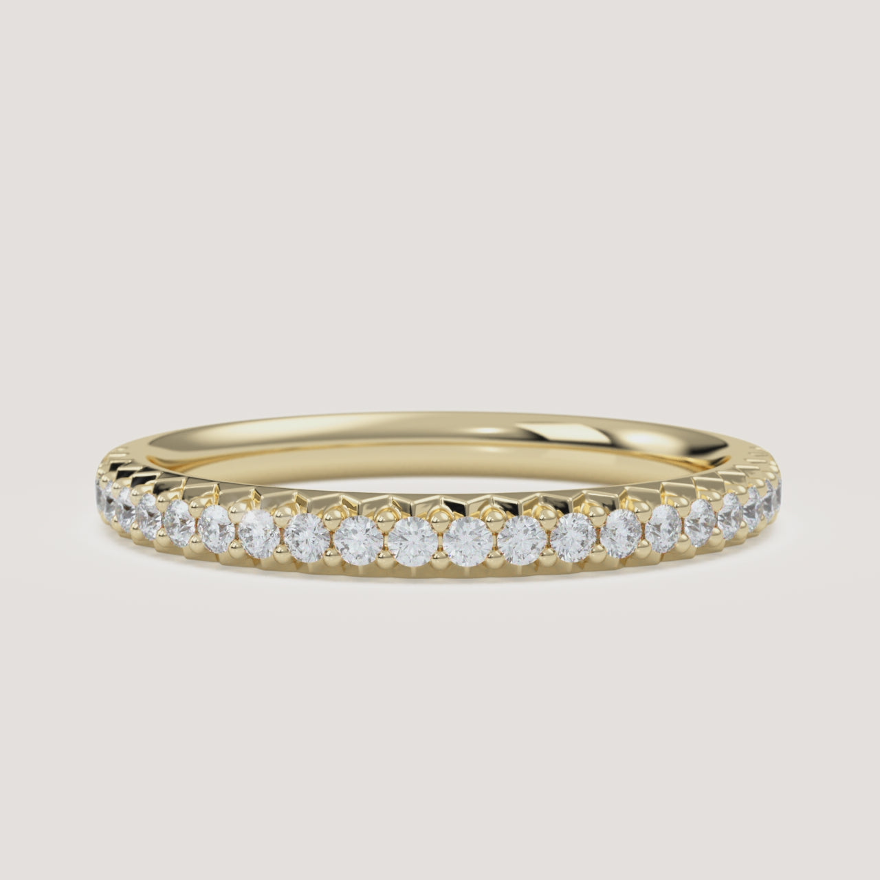 Pavé Diamond Half Eternity Band — 0.20 CTW in 14k Yellow Gold (360° video)
