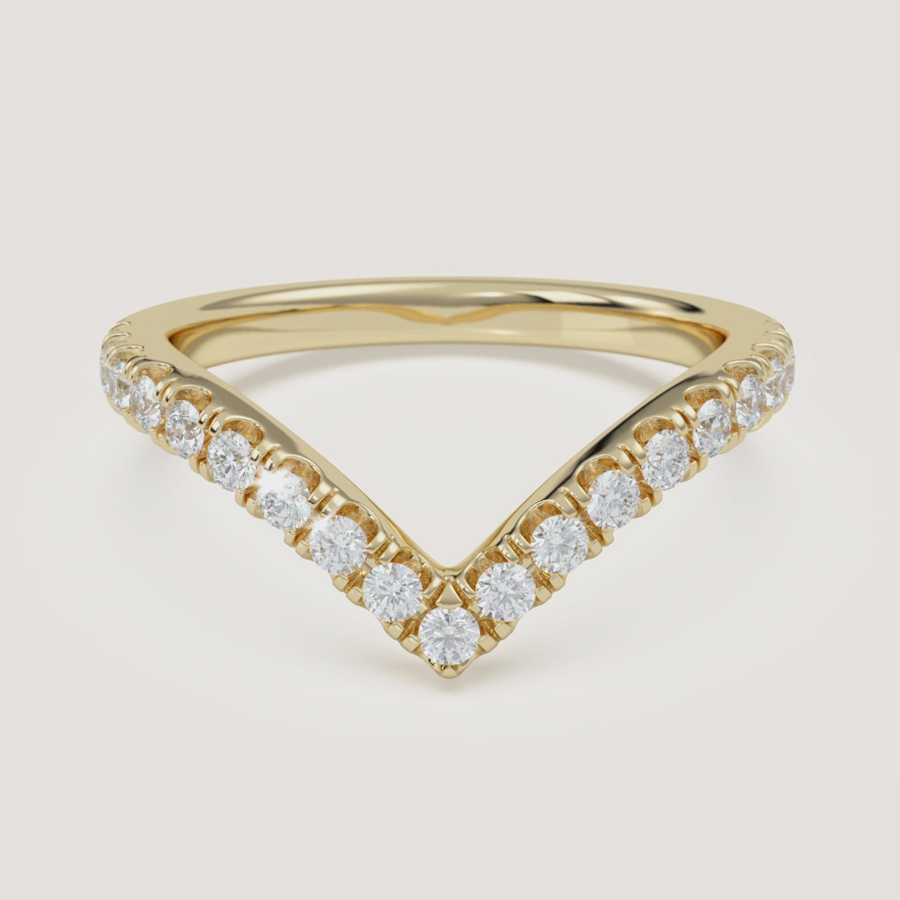 Chevron Wedding Band in 14k Yellow Gold (360° video)