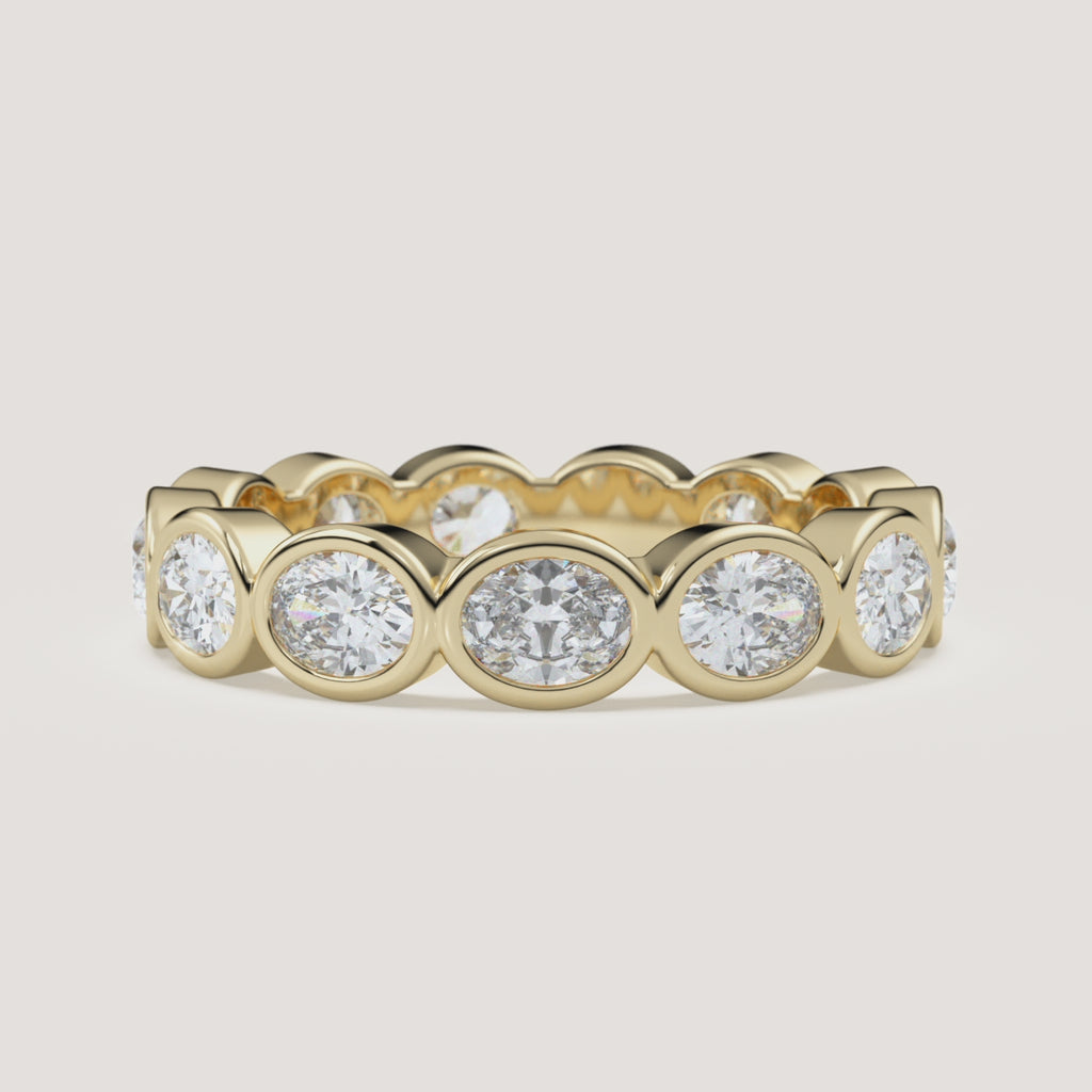 East-West Oval Bezel Eternity Band in 14k Yellow Gold (360° video)