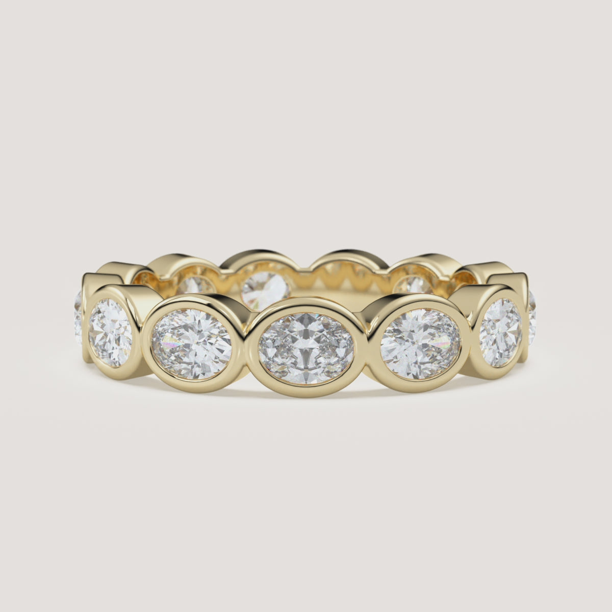 East-West Oval Bezel Eternity Band in 14k Yellow Gold (360° video)