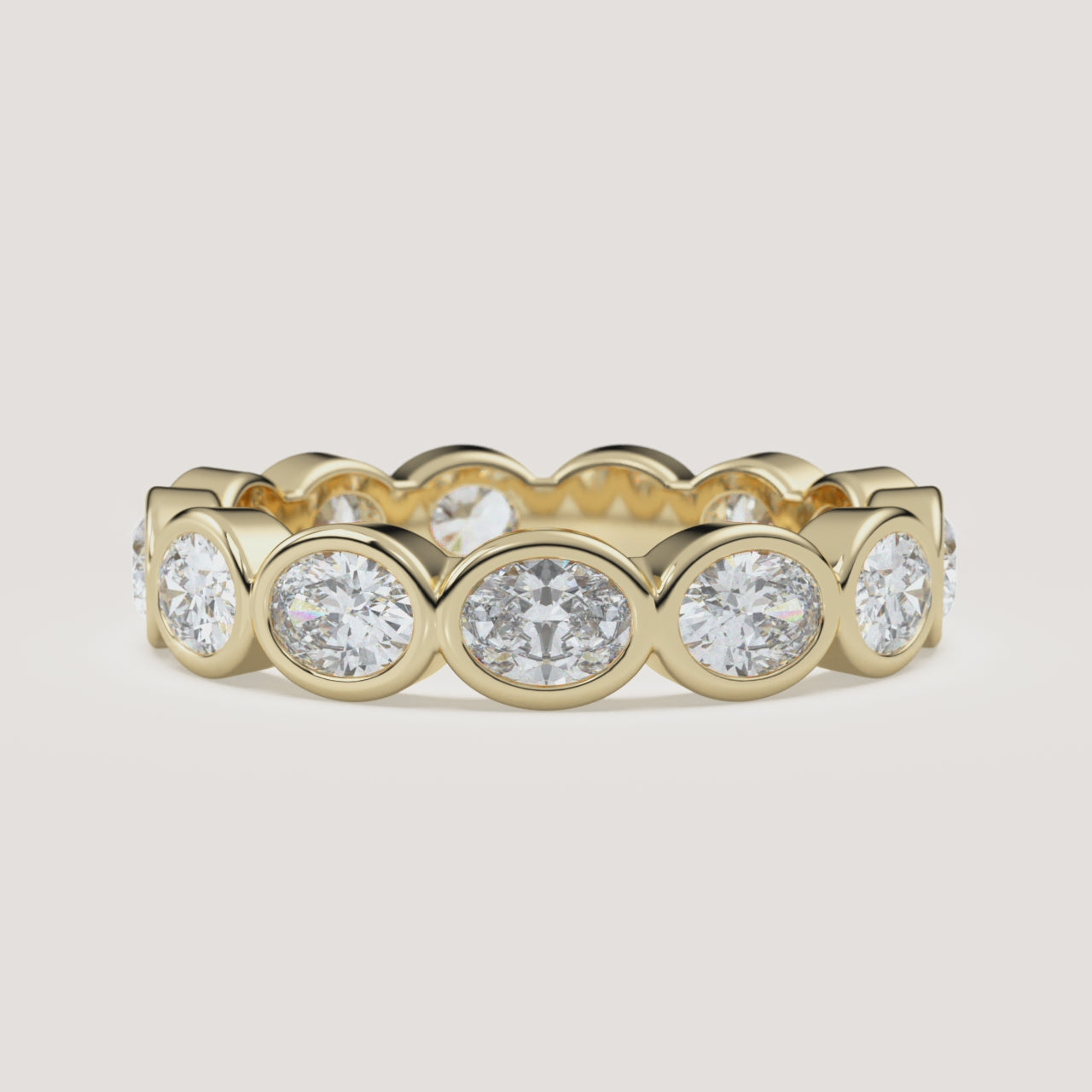 East-West Oval Bezel Eternity Band in 14k Yellow Gold (360° video)