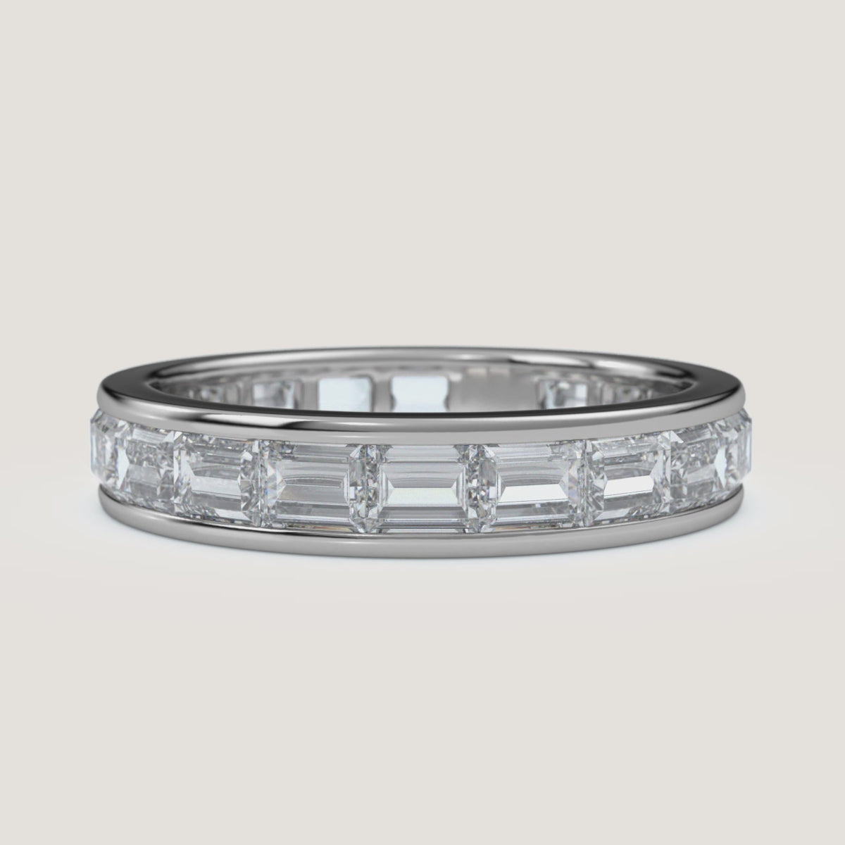 Channel-Set Baguette Wedding Band — 2.3 CTW in 14k White Gold (360° video)