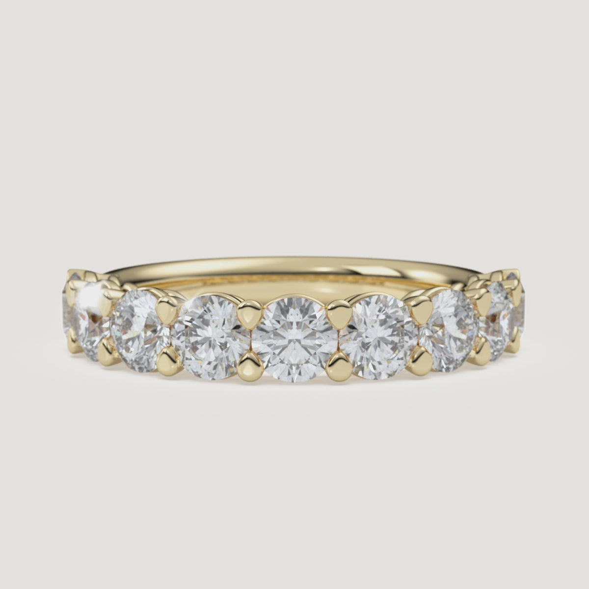 Pavé Diamond Half Eternity Band — 1.5 CTW in 14k Yellow Gold (360° video)