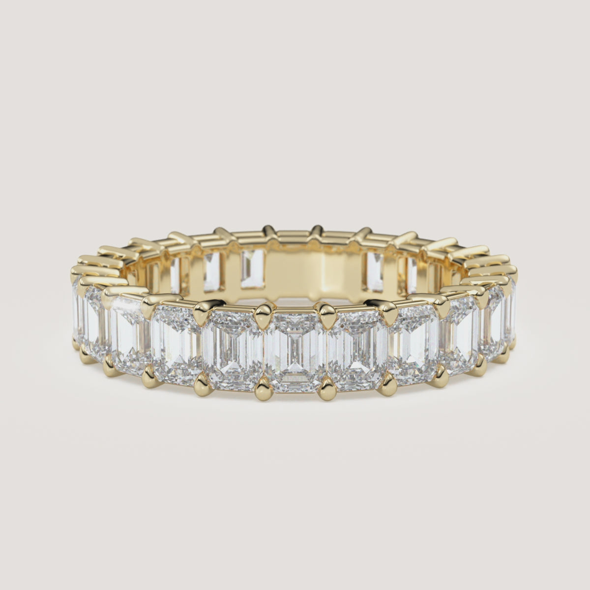 Emerald-Cut Diamond Eternity Band — 3 CTW in 14k Yellow Gold (360° video)