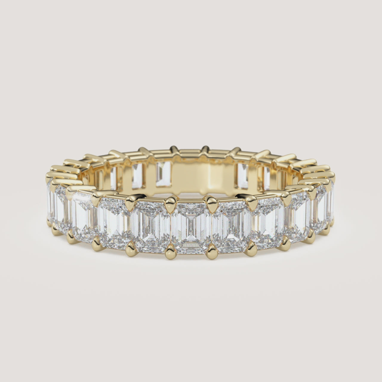 Emerald-Cut Diamond Eternity Band — 3 CTW in 14k Yellow Gold (360° video)