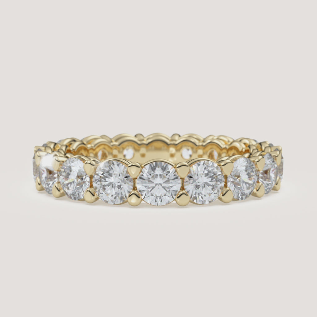 Round Diamond Eternity Band — 3 CTW in 14k Yellow Gold (360° video)