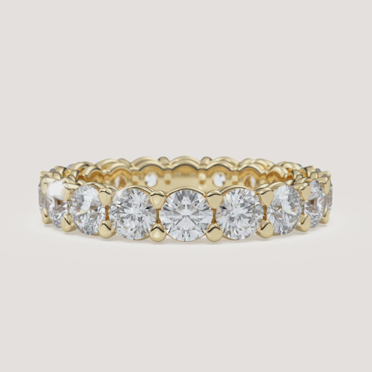 Round Diamond Eternity Band — 3 CTW in 14k Yellow Gold (360° video)