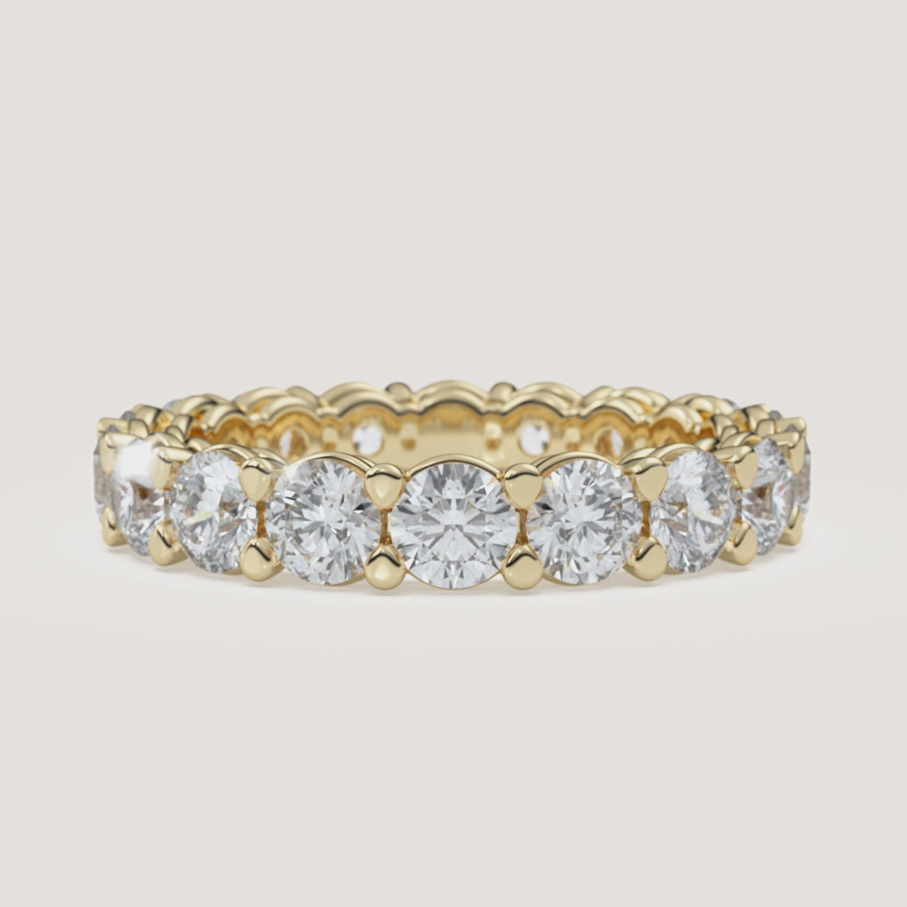 Round Diamond Eternity Band — 3 CTW in 14k Yellow Gold (360° video)