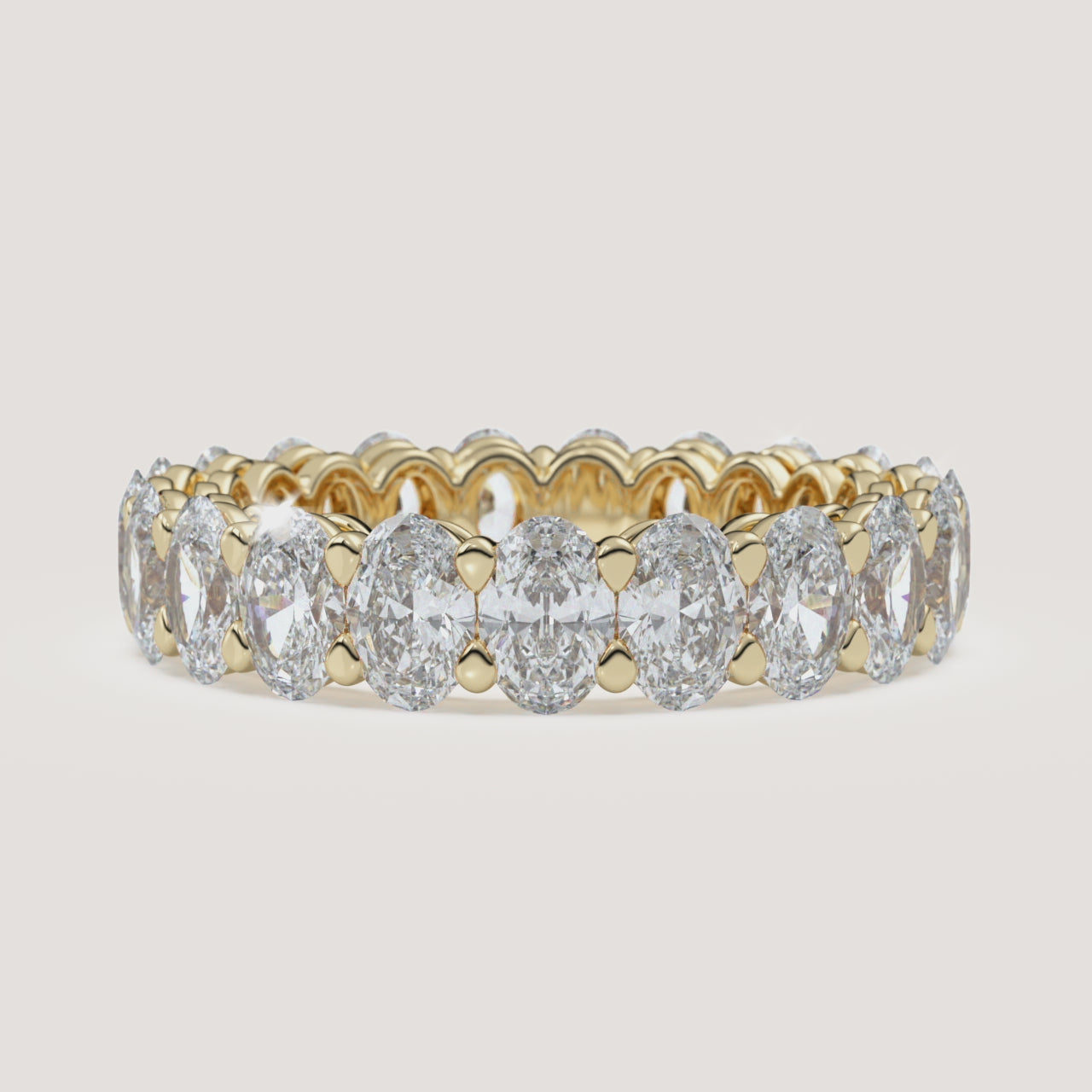 Oval Diamond Eternity Band — 3 CTW in 14k Yellow Gold (360° video)