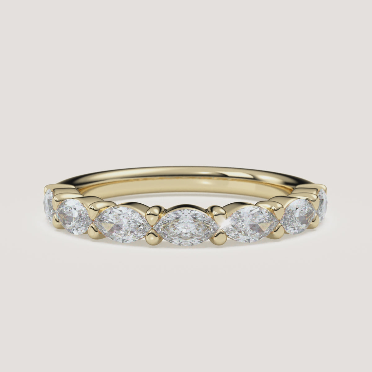 East-West Marquise Diamond Wedding Band — 1 CTW in 14k Yellow Gold (360° video)