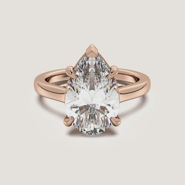 Pear Shape Heirloom Cathedral Engagement Ring | 18k Rose Gold