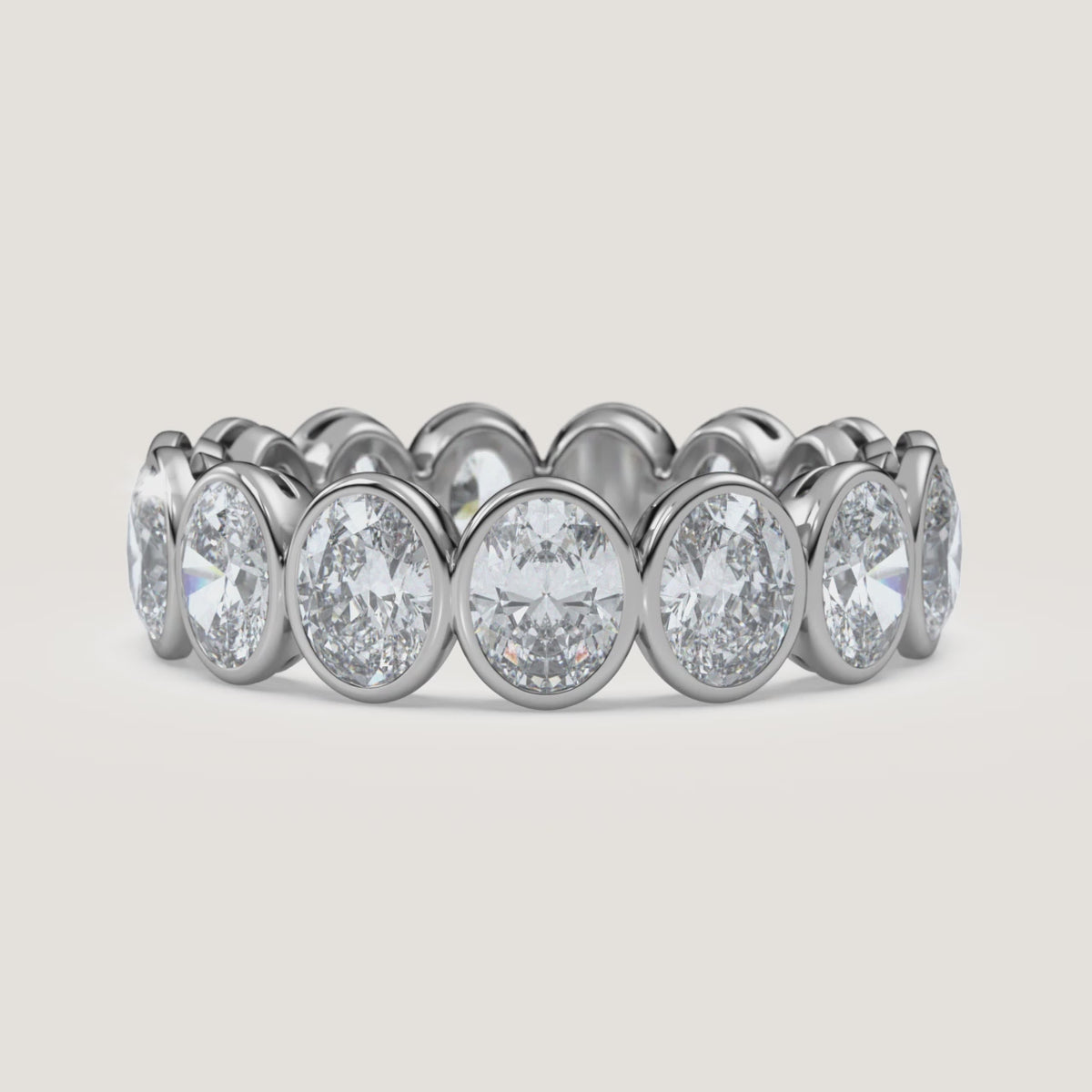 Oval Bezel Eternity Band — 3 CTW in 14k White Gold (360° video)