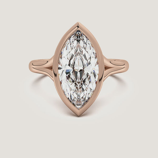 Marquise Split Cathedral Bezel Ring | 18k Rose Gold